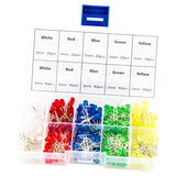 300 Piece LEDs 3mm & 5mm in White Red Blue Green Yellow, 2-Pin Diffused LED (Light Emitting Diodes) with Storage Case