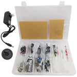 Basic Prototyping Parts Kit - Includes Resistors, Capacitors, Trimpots, Potentiometers, IC Sockets, Perf Boards, ICs, LEDs, Switches, and more