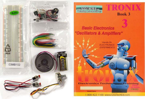 Tronix 3 Complete Lab - Basic Electronics Oscillators and Amplifiers Lab Manual & Parts Kit