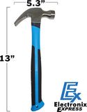 Claw Hammer with Shock Absorbing Rubberized Grip, General Purpose for Driving and Removing Nails, DIY Projects, Repair