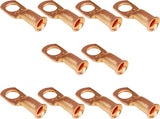 10 Pack 6 AWG 3/8" Bare Copper Ring Terminals, Heavy Duty Wire Lugs for Battery Cable Ends, RoHS Compliant