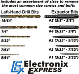 10 Piece Screw Extractor and Left Hand Drill Bit Set, Easily Remove Stripped Screws and Damaged Bolts, Includes 5 HSS Left-Hand Drill Bits, 5 GCr15 Extractors, Metal Case