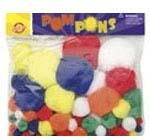 Pom Poms Assorted Sizes & Colors Pack of 100