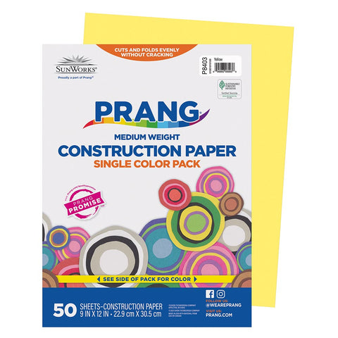 Pacon Construction Paper 9" x 12, Yellow, 50 Sheets