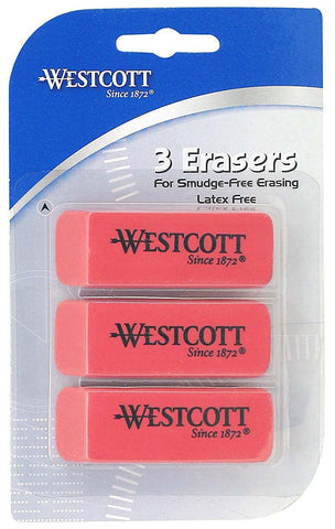 Latex Free Erasers, Pack of Three, Pink