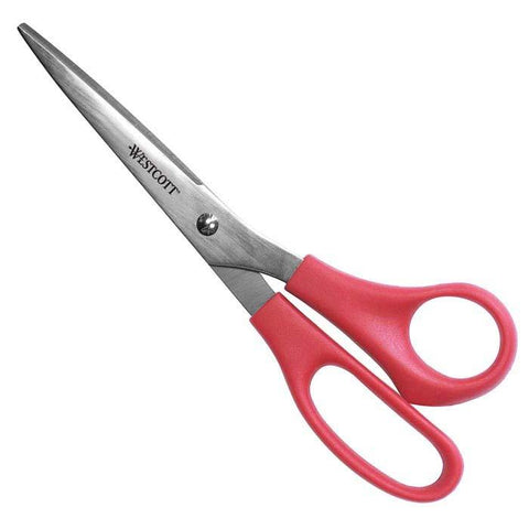 Westcott All-Purpose Value Stainless Steel Scissors, 8, Straight, Pink  Ribbon